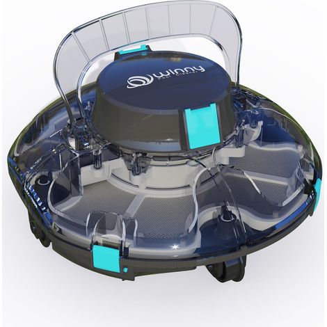 Robot Piscine, Aspirateur Piscine sans Fil avec Batterie, Autonomie 75 Min pour Piscines Hors-Sol 60m², Double Filtration, Stationnement Automatique Noir-Bleu Marine (1/5)