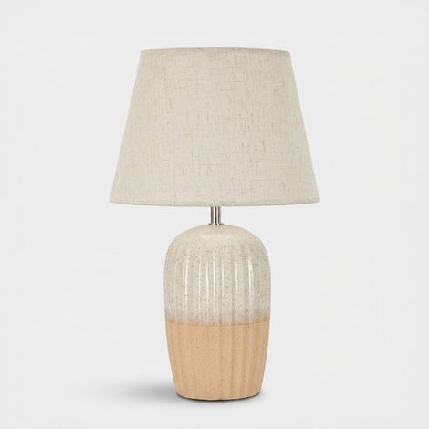Lámpara de mesa de cerámica Japandi Peach Levels Glow (1/4)