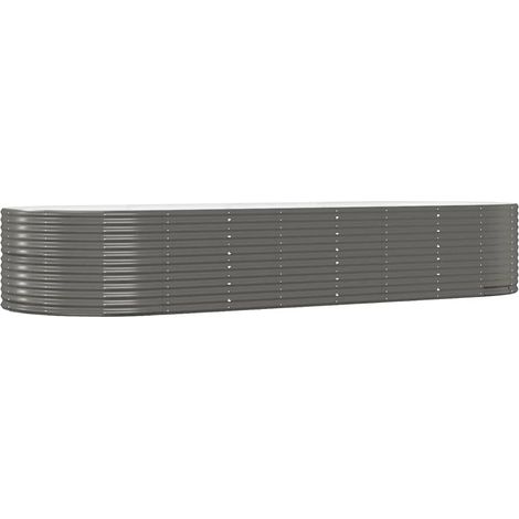 Fioriera rialzata per piante fiori patio giardino 367 x 140 x 68 cm acciaio verniciato a polvere grigio 020039443