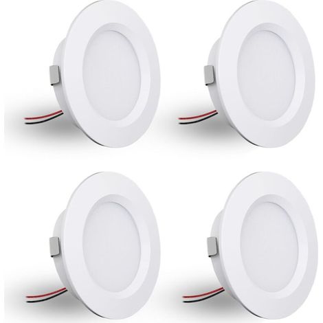 Spot LED Encastrable.Spot led 12V Dimmable.3W spot encastrable extra Plat 14mm. IP44 spot salle de bain Trou 55mm.spots de plafond pour camping-car cuisine.Lot de 4 (Blanc.blanc Froid 6000k) (1/5)