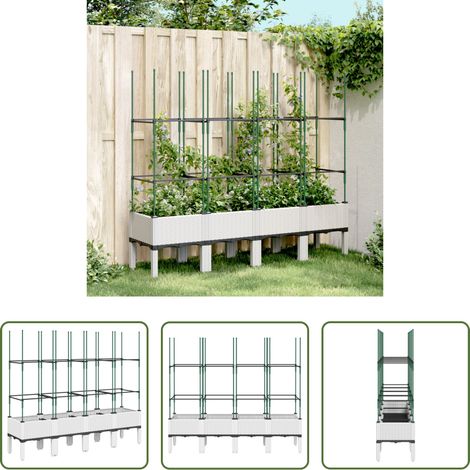 Treillis - Jardinière avec treillis blanc 160x40x142,5 cm PP (1/5)