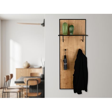 Wandgarderobe AVELIN mit Ablage in Holzoptik und Schwarz, Höhe 122cm (1/5)