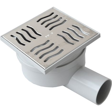 First Plast CHABS1040IN Chiusino Sifonato in ABS con Griglia, Argento (Inox), 100x100 mm (1/4)