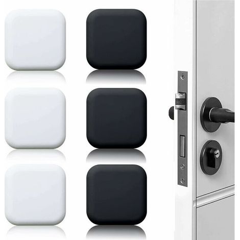 Butoir de porte mural grand 6 pièces tampon de porte autocollant en caoutchouc blanc/noir 45mm×45mm tampon de poignée de porte tampon mural pour poignées de porte contre butée de porte (1/4)