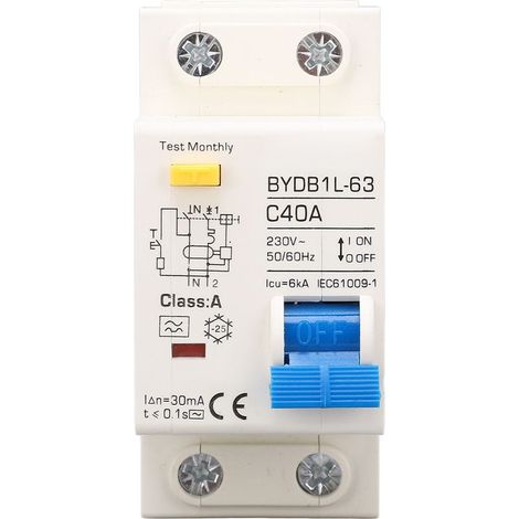 Interruttore differenziale di tipo A, 40 A, 30 mA, unipolare, N, miniaturizzato, per uso domestico, 230 V (1/5)