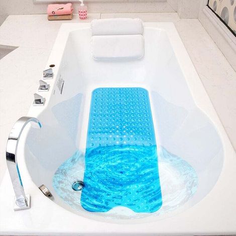 Tapis de Baignoire antidérapant Sensible à la Peau 100x40cm, Fixation . Tapis de Bain antidérapant sans BPA-Crezuo