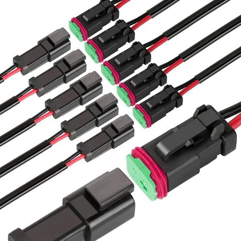 Connecteur DT 2 broches étanche pour voiture ou bateau, calibre 16 AWG mâle et femelle (1/5)