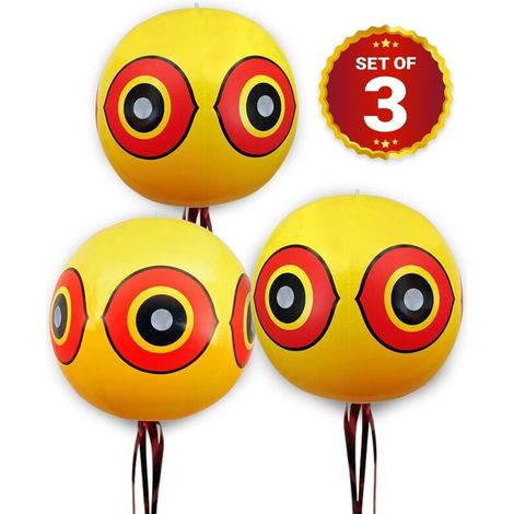 Pigeon Repellent Balloons - Bird Scarer - Keeps Pigeons, Crows & More Away - Use with Ultrasonic/Spike/Net - 3 Pack