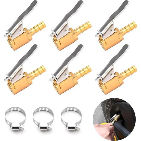 Adaptateur de Valve de Pneu de Voiture de 8mm, Embout de Gonflage Laiton, Embout Gonflage Pneu Voiture, Gonflage Valve Clip Pince Connecteur Adaptateur, pour Pneu de Voiture Camion