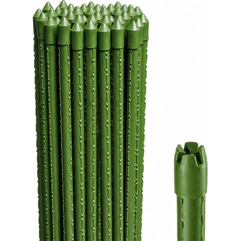 10 Canne in acciaio lunghe 150 cm con diametro da 11 mm - Stecche sostegno per piante con rivestimento in plastica verde (1/5)