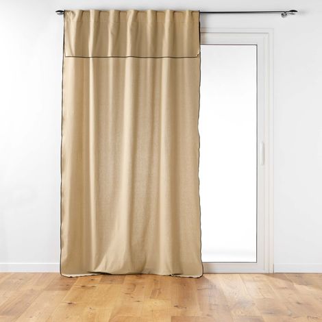 Rideau voilage surfilé passants cachés Beige 140x240 cm (1/4)