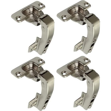 lot de 4 charnières Invisibles 90° clipsable - pour porte de meuble d'angle à une seule porte - avec amortisseur et clip - ouverture de montage 35mm (1/5)