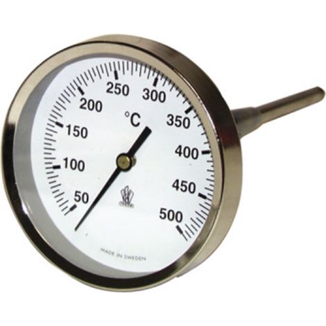 Thermomètre rond de fumée Ø 80mm, capillaire 200mm, 0/500°C - DIFF