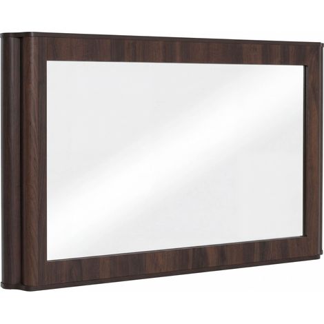 [NUNCA USADO] Espejo HHG-769, espejo de pared, espejo para vestidor, espejo para el recibidor, MDF y cristal, 80 x 120 x 10 cm, Acabado en nogal