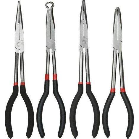 RGE BDD Pinze e pinze Set di pinze ad ago da 11 pollici/28 cm, set di 4 pinze a becchi lunghi, pinze a becchi lunghi dritti, pinze a 45 gradi, pinze ad ago a 90 gradi e pinze circolari a becchi lunghi (1/4)