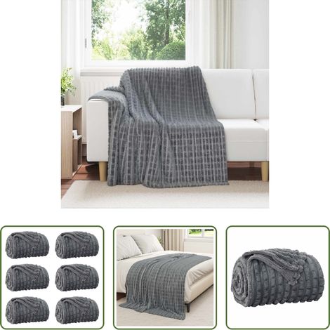 Fleece-Decke - Wohndecken 6 pcs Dunkelgrau 200 x 150 cm Fleece (1/5)
