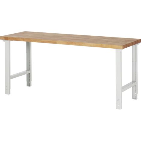 Rau Werkbank mit einstellbarer Arbeitshöhe und Massiv-Arbeitsplatte 2000x700x790-1140 mm (1/5)