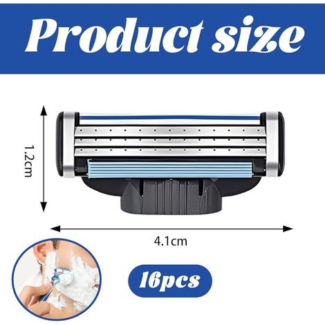 One Blade Lames, 16 Pièces Lames De Rasoir 3 Couches Bleu Noir Pour Rasage Précis Et Doux (1/4)