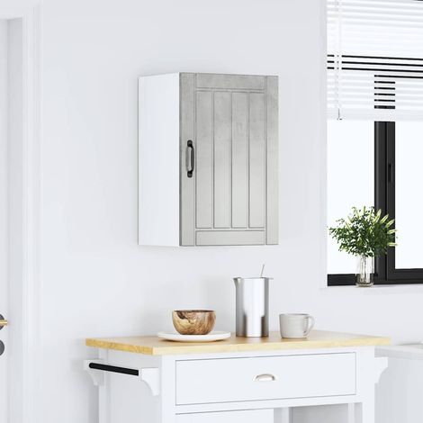 Armoire murale de cuisine avec porte en verre, bois d’ingénierie gris béton, 40 x 31 x 60 cm - PANGIVO (1/5)