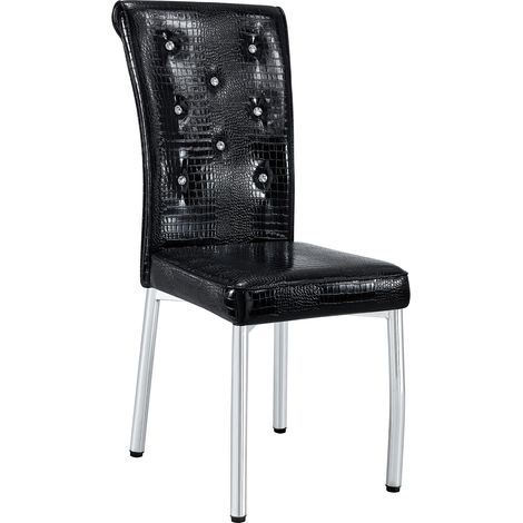 Lot de 2 chaises de salle à manger en PVC et métal, mit Alligatorstruktur und schwarzer Ausführung (1/5)