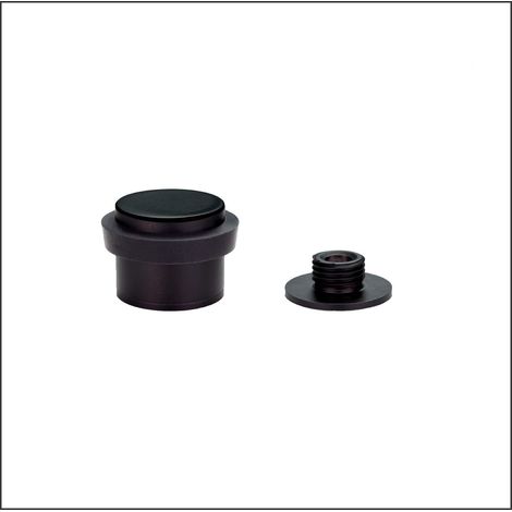 EVI Herrajes  Fermaporta Adesivo  28 x 20 mm  Base filettata  Gomma NeraAcciaio Inoxe Laccato Nero  Compresi utensile, vite + tassello di fissaggio  Mod. I-191/24x19-DUAL-NG (1/4)