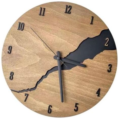 Vintage-Wanduhr aus rissigem Holz, große runde, geräuschlose Uhr im Landhausstil, Dekoration für Wohnzimmer und Büro (1/5)