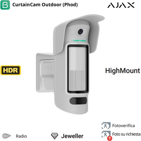 142717 - Jeweller - CurtainCam Outdoor HighMount (PhOD) Jeweller - Rilevatore di movimento a tenda wireless a doppia tecnologia con possibiltà estese di foto verifica - colore white - Ajax sicurezza w