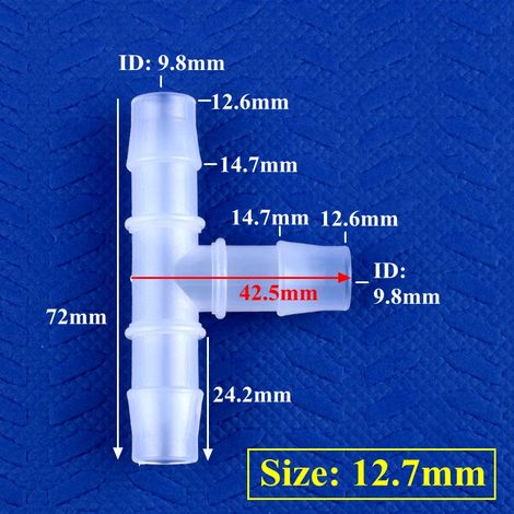 (12,7 mm - 50 pièces) Raccords en T en plastique PP pour tuyau d'irrigation de jardin, adaptateur pour réservoir d'aquarium, tuyau de pompe à air, raccords en T de type pagode (1/5)