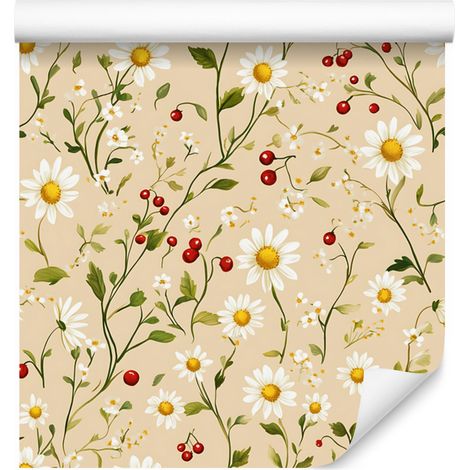 Daisy-Tapete in Creme, Beige und Gelb für Wohn- und Schlafzimmer, 50 x 1000 cm (1/5)
