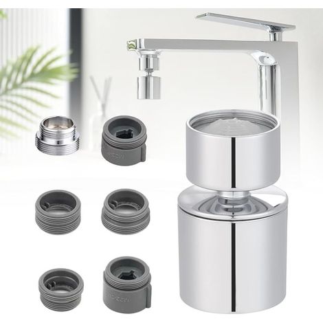 Aeratore per rubinetto, filtro girevole a 360° con 2 modalità di getto, anti-schizzo, anticalcare, accessori per lavelli da bagno e cucina, risparmio idrico - FM22 (1/5)