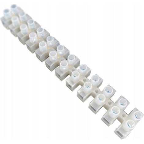 Barrette de connexion 12 bornes domino électrique 16mm 30A 400V PVC Blanc - HOROZ ELECTRIC (1/3)