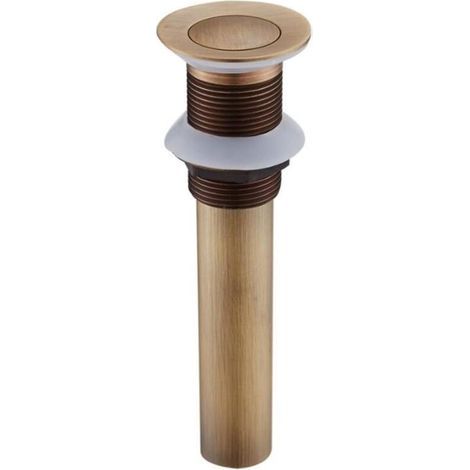 [JAMAIS UTILISÉ] Pop-up Rétro Bouchon Bonde de Lavabo Vidange Clic-clac sans Trop-Plein en Laiton Bronzé Universel(Couvercle rabattable antique sans trous) (1/4)