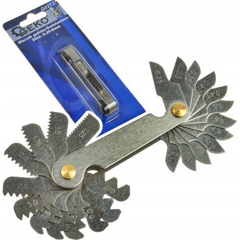Calibrador de roscas métricas GEKO de 0,25 a 6 mm con indicador de contorno de 24 hojas (1/5)