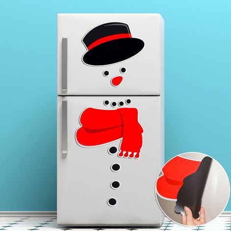 Autocollant Magnetique Bonhomme De Neige - Décoration Festive Pour Réfrigérateur Porte De Garage Et Vitre - 1 Pièce (1/5)