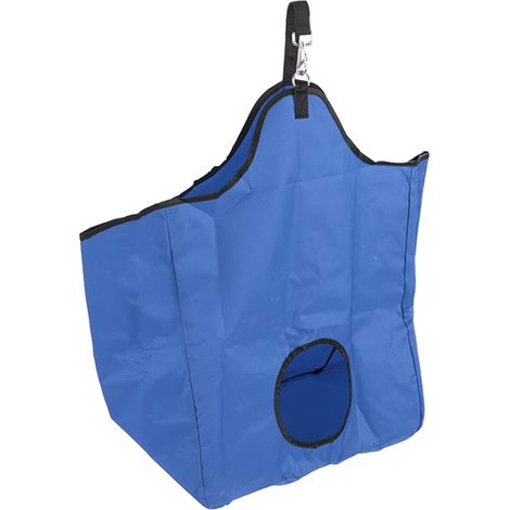 Sac de foin portable extérieur en toile Oxford avec anneaux métalliques, bleu - Rangement alimentation cheval