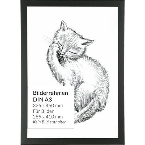 Bilderrahmen DIN A3 Schwarz 45 x 32,5 cm bruchsicher Holz Kunststoff Wand Rahmen (1/5)