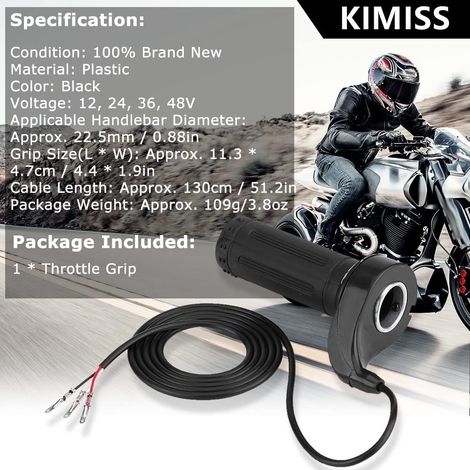 Manopola acceleratore universale per moto/scooter elettrico con 3 fili, 12, 24, 36, 48 V, diametro manubrio applicabile 0,88 pollici (22,5 mm) (1/4)
