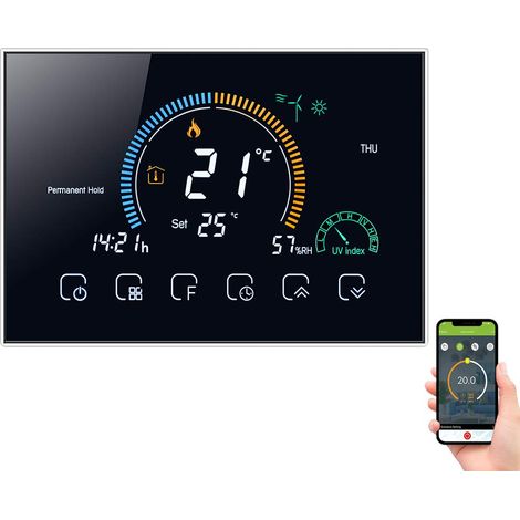 Thermostat WiFi pour chaudière à gaz - Commande vocale - Écran LCD rétroéclairé - Thermostat programmable - Compatible avec Alexa Google Home (1/5)