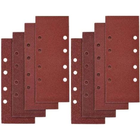 40 fogli di carta vetrata, 93 x 185 mm, fogli abrasivi per levigatrice orbitale a 8 fori, grane assortite P40, P60, P80, P100. (1/4)