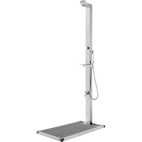 Gartendusche mit Grauer Bodenplatte 225 cm Edelstahl vidaXL (1/5)