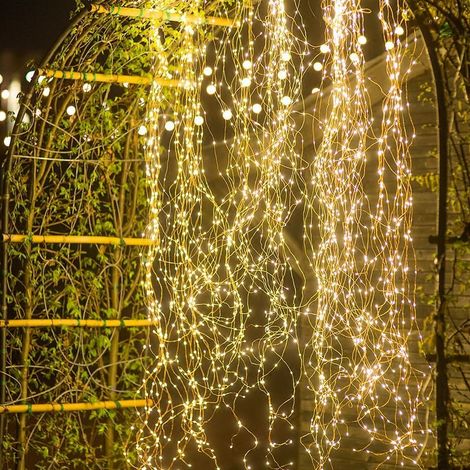 Guirlande lumineuse à énergie solaire,10 brins 100 LED,étanche,décorative,fil de cuivre doré,pour jardin,arbre de Noël