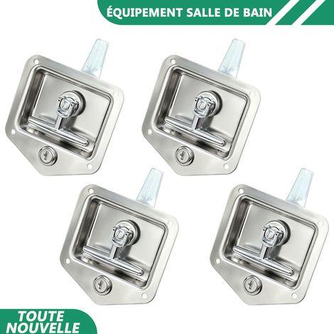 WAOBDLA 4pcs acier inoxydable camion remorque porte verrouillage T-poignée avec clés camion boîte à outils verrouillage remplacement (1/5)