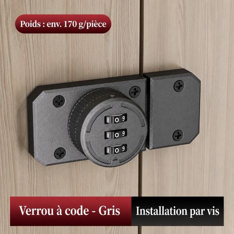 Verrou de porte à code mécanique gris à visser gris réf 1511 200 g – Livraison gratuite