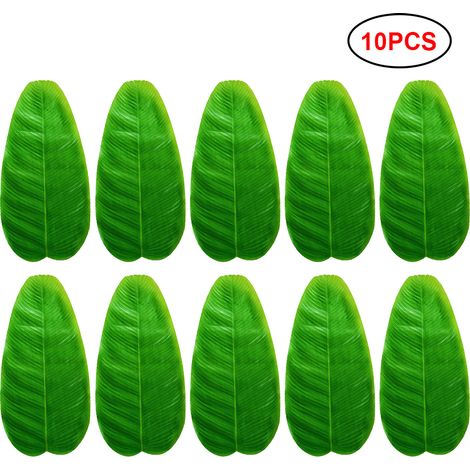 10 feuilles de bananier artificielles, grandes feuilles tropicales pour décorations de fête