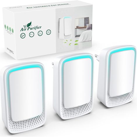 Ionisateur Purificateur d'air chambre à coucher, Lot de 3 Purificateurs D'air à ions Négatifs à Brancher pour Appartements Salles Fumeurs Toilettes pour Animaux Domestiques Bureaux (1/5)