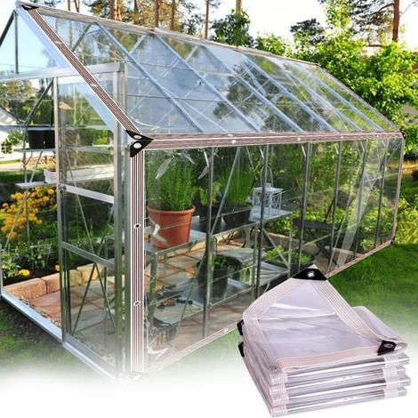 Bâche imperméable Transparente avec œillets-pour Meubles de Jardin-Utilisable en extérieur-Imperméable à la Pluie-Isolation des Plantes-Résistant à la poussière 4 x 3 m (1/5)