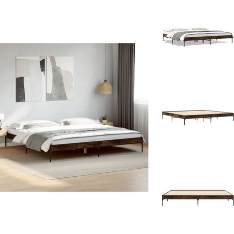 Bettgestell Räuchereiche 200x200 cm Holzwerkstoff und Metall - Holzbettfassungen - Doppelbett - Massivholzbette - Betträume - Boxspringrahmen (1/5)