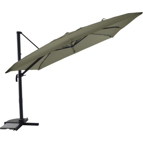 Parasol déportée carré inclinable 5 positions Vert chiné - 3 x 3 m - Jardideco (1/2)