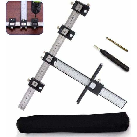 Gabarit de perçage réglable pour placard, gabarit de poinçonnage pour bois, guide de perçage pour l'installation de poignées, boutons sur portes, tiroir avec poinçon central