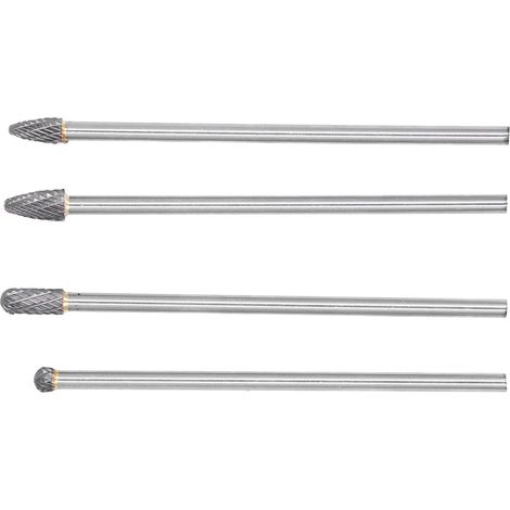 Jeu de fraises rotatives en carbure étendu, tige de 1/4 pouces en acier au tungstène HRC70, tête de meulage, outils de portage pour couper la sculpture, 4 pièces (1/5)